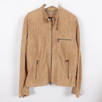 Vintage Hilfiger Suede Leather Full Zip Moto Biker Jacket Men's Large MSRP $750 - Image 1 of 4