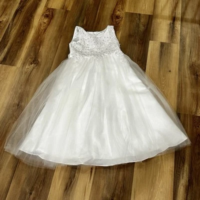 Cinderella Couture Kid Girl Pearl Accent  White Dress Size 8 Flower Girl Pageant - Image 1 of 4