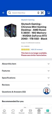 Skytech Gaming - Chronos Desktop, AMD Ryzen 5 3600, 16GB RAM, RTX 2060, 1TB SSD - Image 1 of 2