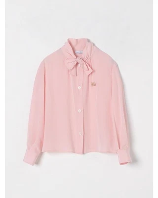 Dolce & Gabbana Silk Bow Blouse Shirt Kids Pink - Image 1 of 3