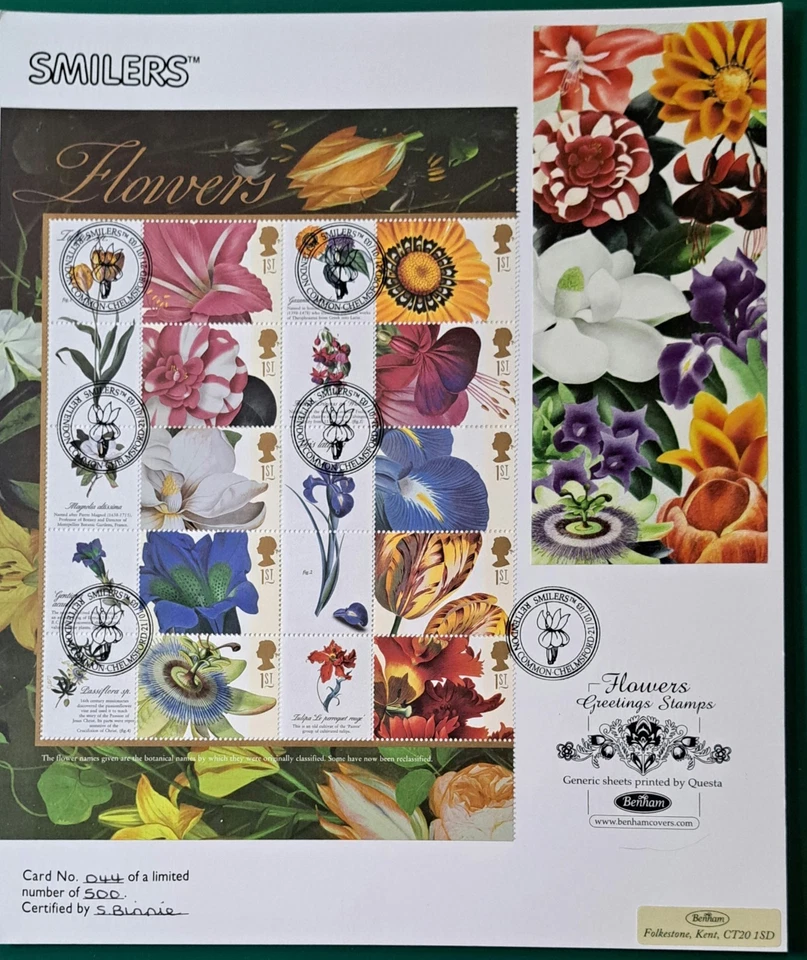 2003 SMILER Flowers ½ Sheet Used Stamps Benham Limited Greeting - Image 1 of 1
