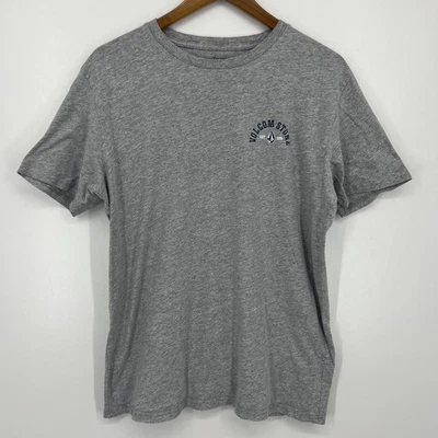 Volcom T-Shirt Men's Size L Gray Double Sided Graphic Logo Crew Neck - Image 1 of 4