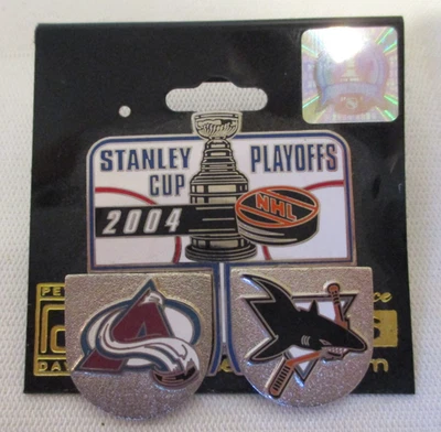2004 Stanley Cup Playoffs Hockey Pin Colorado Avalanche SJ Sharks Peter David - Image 1 of 4