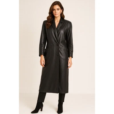 Donna Pelle кожаный плащ женщин M черный матрица прихотливый готический шик - Изображение 1 из 4