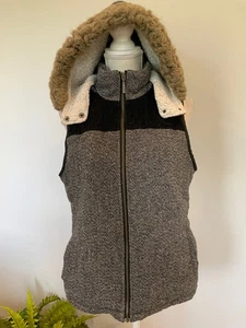 NATURAL REFECTIONS Womens Size Large Gray Lined Sleeveless Full Zip Hooded Vest - Picture 1 of 7
