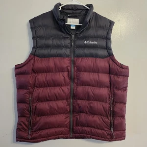 Columbia Puffer Vest Uomo XXL Grigio Borgogna Trapuntato Zip Frontale Isolato - Foto 1 di 6