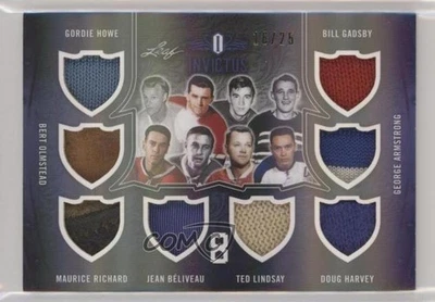 2017 Leaf Invictus 8 Relics Blue /25 Gordie Howe Bill Gadsby Bert Olmstead HOF - Image 1 of 2