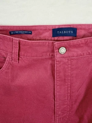 Talbots Velvet Straight Leg Pants 16 Petite Curvy Pink High Waist Women 16P - Image 1 of 4