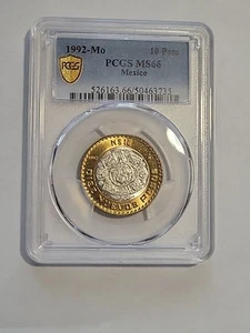 Mexico: YEAR 1992 $ 10 Nuevos Pesos PCGS MS66 Super Nice Coin  UNC KM# 553 ,28MM - Picture 1 of 2