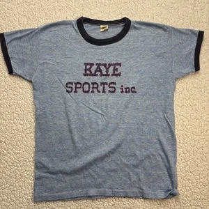 Vintage Ringer T-Shirt Large blau KAYE SPORTS USA Russell Athletic - Bild 1 von 9