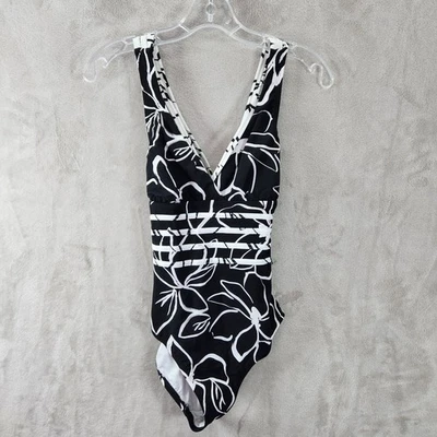 La Blanca One Piece Swimsuit Moonlit Lotus Tummy Control Black White Size 4 - Image 1 of 4