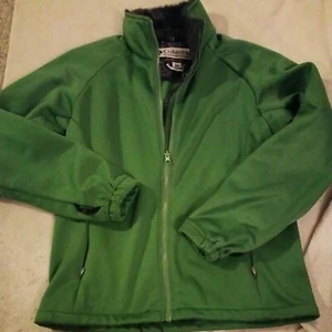Women's Columbia size M Green Full Zip Faux Fur Lined Collar (Some Flaws) C31 - Picture 1 of 9