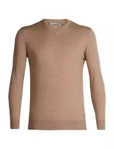 Icebreaker Merino Shearer V Neck Sweater (M) Camel Heather - Picture 1 of 1