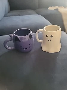 Target Halloween Mugs Ghost & Vampire Cat Lot of 2 - Picture 1 of 12