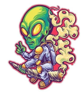 Weed Cannabis Marijuana Joint Alien  Sticker Decal A27 - Picture 1 of 1
