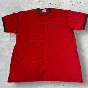 Y2K Nike Ringer Swoosh Logo Ringer Tee Shirt Womens Red Size L - Picture 1 of 5