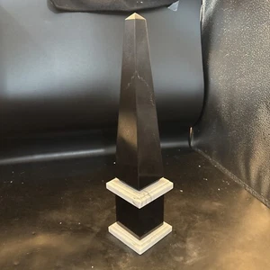 Italian Mid Century Black And White Marble Obelisk 14 In - Picture 1 of 9