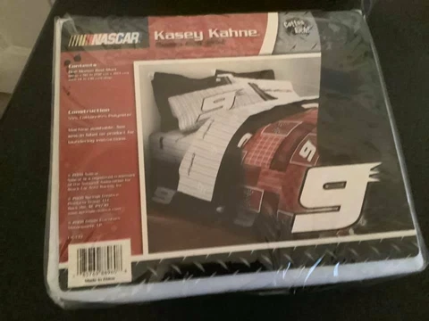 NEW Kasey Kahne #9  QUEEN  BED SKIRT BEDDING Nascar Blue/White Cover