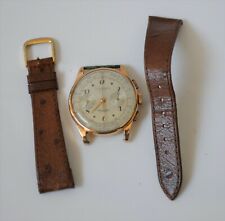 Vintage Men's 18K Solid Gold Chronograph Suisse Antimagnetic 17 Rubie Watch Inox