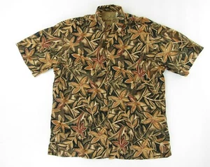 Bamboo Cay Herren Hawaiihemd S braun schwarz Blumenmuster Knopfleiste - Bild 1 von 5