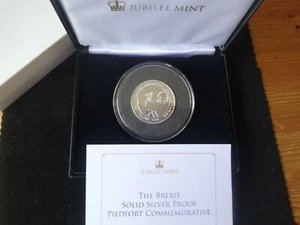 2020 SILBER PROOF PIEDFORT MÜNZE MEDAILLE BOX + COA UK VERLASSEN DIE EU BREXIT 1/199 - Bild 1 von 9