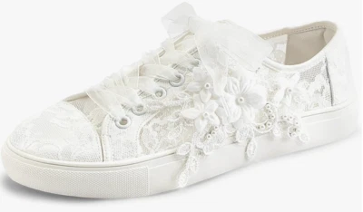 Wedding Shoes Bridal Sneakers Flats Bride Tennis Shoes Lace Sneakers - Image 1 of 3