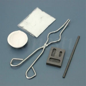5pcs/Set Torch Melting Kit Gold & Silver Crucible Tong Rod Graphite Ingot Mold - Picture 1 of 7