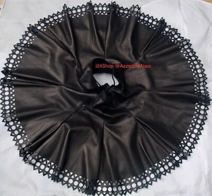 AZZEDINE ALAIA BLACK LEATHER LASER CUT CIRCULAR SKIRT FR40, US6 - Picture 1 of 8