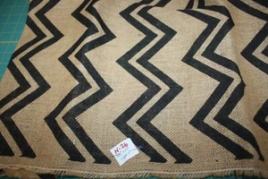 Beautiful Burlap Fabric Natural Jute With Black Chevron Design 1 yd x 48" New - Picture 1 of 3