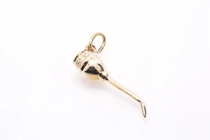 Vintage Oil Can Pipette Solid Yellow Gold 14k 585 Charm Pendant - Picture 1 of 3
