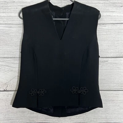 Top Donna Morgan para mujer sin mangas con botones en la espalda forrado cuello en V negro talla 10 Foto 1 de 4