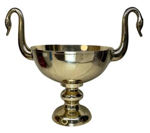 Large Statement Piece Brass Swan Goose Handled Centerpiece Bowl - Picture 1 of 16