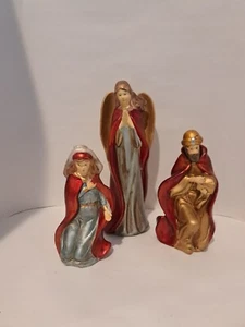 Vtg Greenbrier Ceramic Nativity Figurines Metallic Colors Wise Man, Mary, Angel - Picture 1 of 9