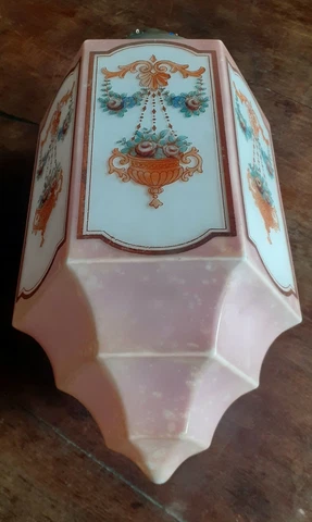 Antique lovely opaline cz art deco shade globe pinkness flowers 34 cm x 16 cm Cover