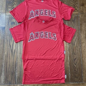 Los Angeles Angels Cool Base T Shirt Red Size Small Lot Of 2 New Majestic - Picture 1 of 7