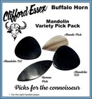 MANDOLIN PICKS. VARIETY PACK OF HANDMADE BUFFALO HORN. RIGHT HANDED