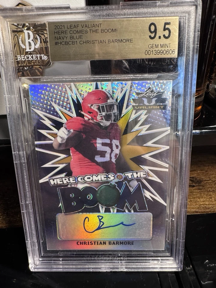 2021 Leaf Valiant - Christian Barmore Here Comes The Boom auto /35 BGS 9.5 Navy - Image 1 of 1