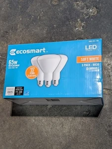 ECOSMART 65W LET SOFT WHITEDIMMABLE BULBS 3 PACK 1002 813 185 NEW - Picture 1 of 2