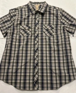 Camicia donna Bit and Bridle taglia XL western manica corta bottoni quadri blu rosa - Foto 1 di 13