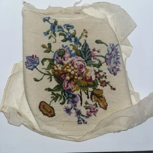 vintage flowers cross stitch embroidery floral unfinished unframed - Picture 1 of 9