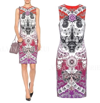 VESTIDO ROBERTO CAVALLI VIBRANTE ESTAMPADO PAISLEY FUNDA $1,950 talla IT 38 US 2 Foto 1 de 4