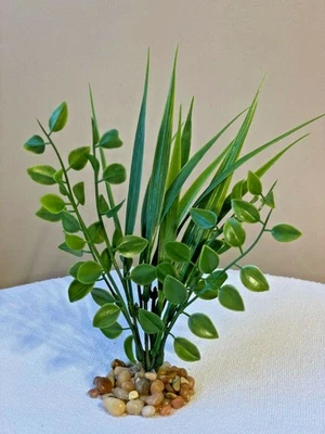 8" SM MIXTO Hoja de Guisante y Hierba Silvestre Plástico Planta Artificial Acuario 831, Piedra Foto 1 de 2