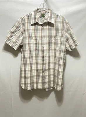 Timberland Mens Large Short Sleeve Button Down Plaid Shirt - Image 1 of 4
