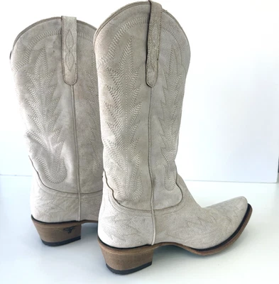 Women's LANE Lexington Boots Ceramic Crackle White Ecru Leather Size 9 - Image 1 of 4