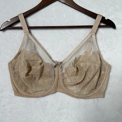 Sujetador con aros figura completa retro elegante Wacoal 38DDD beige tostado 855186 encaje usado en excelente estado Foto 1 de 4