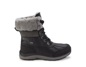 NIB $250 UGG Warm Adirondack Snow Winter Black Leather Boots Shoes Women US 7 - Picture 1 of 8