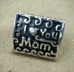 1PC I Love You Mom 3 Sided Word Charm fit European Bead Bracelet Gift for Mother - Picture 1 of 12
