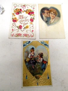 Vintage 1910s VALENTINE'S DAY Lot of 3 Postcards w/ clear protectors - Picture 1 of 7