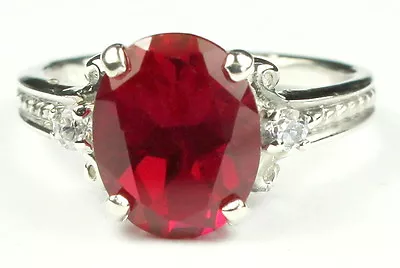 Created Ruby, 925 Sterling Silver Ladies Ring, SR136 - Image 1 of 4
