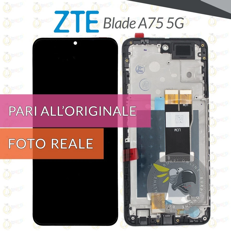 DISPLAY ZTE BLADE A75 5G Z2357N SCHERMO FRAME VETRO LCD TOUCH PARI A ORIGINALE